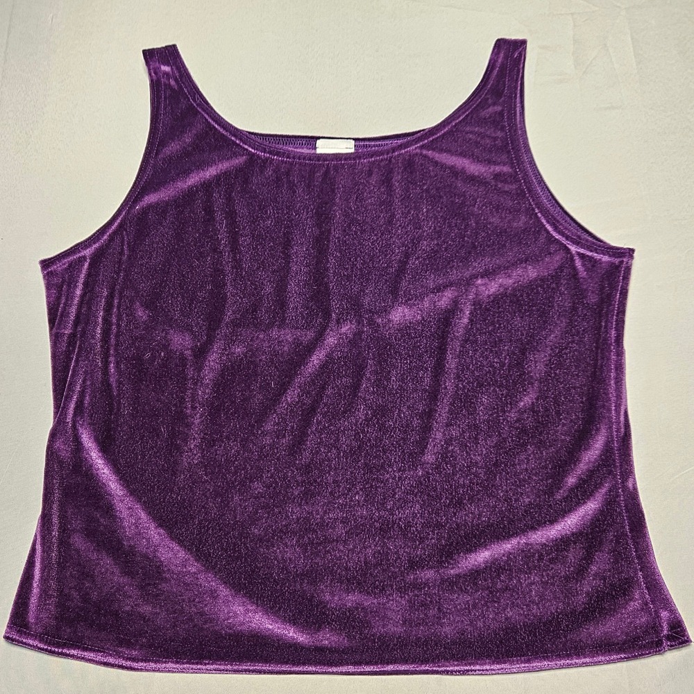 Gilligan O'Malley Tank Top Womens Large Purple Velvet Scoop Neck Made in USA - Picture 2 of 8